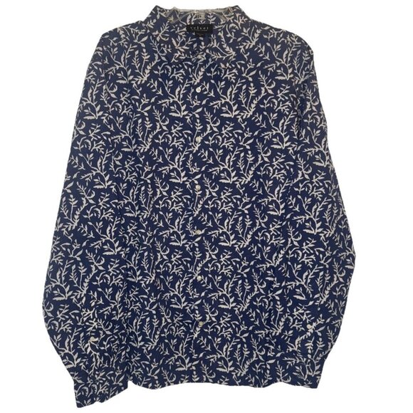 Velvet By Graham & Spencer Mens Blue Fern Print Cotton Button Up Shirt Sz XL NEW - Picture 1 of 8